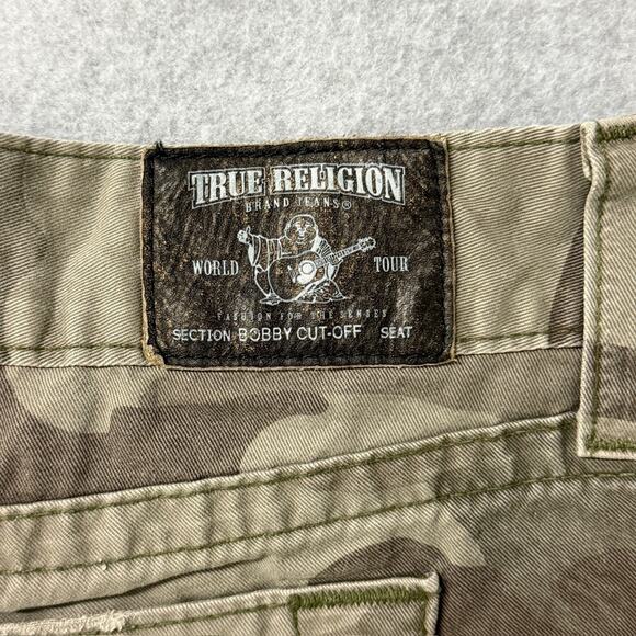 True Religion Bobby Low Rise Green Camo Print Micro Mini Cut Off Camo Shorts 28 - Picture 6 of 8